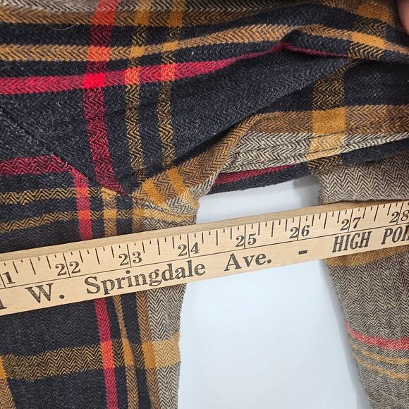 Orvis Big Bear Black Tan Plaid Check Heavy Flannel Shacket Button Up Shirt XL - Picture 5 of 8